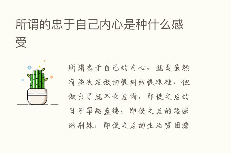 所谓的忠于自己内心是种什么感受