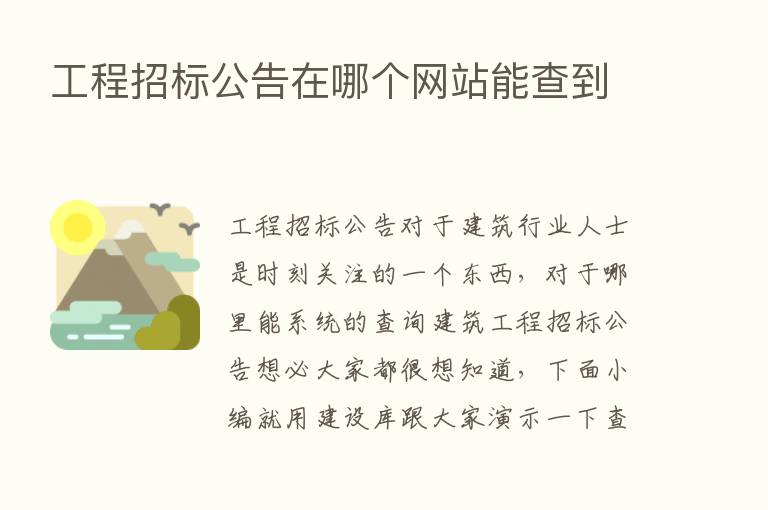 工程招标公告在哪个网站能查到