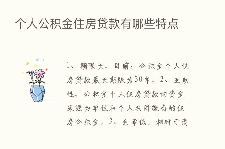 个人公积金住房贷款有哪些特点