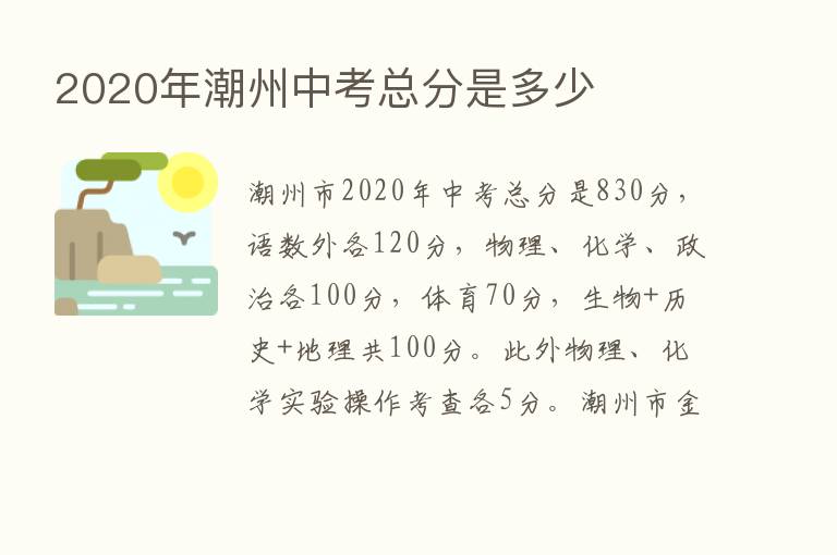 2020年潮州中考总分是多少