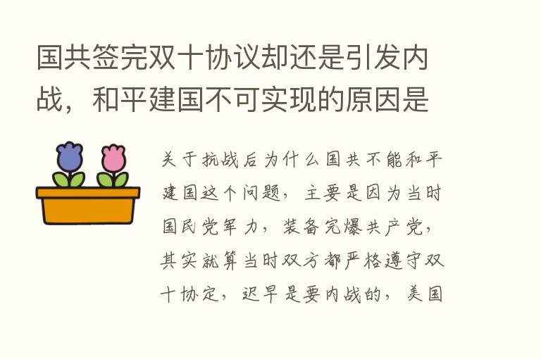 国共签完双十协议却还是引发内战，和平建国不可实现的原因是什么