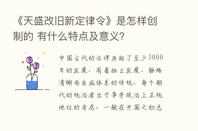 《天盛改旧新定律令》是怎样创制的 有什么特点及意义？