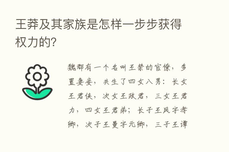 王莽及其家族是怎样一步步获得权力的？