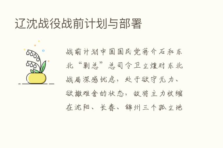 辽沈战役战前计划与部署