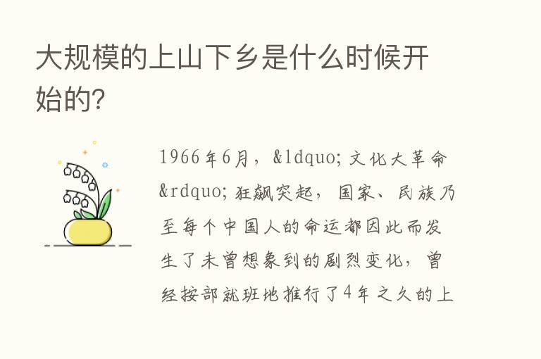 大规模的上山下乡是什么时候开始的？