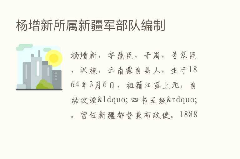 杨增新所属新疆军部队编制