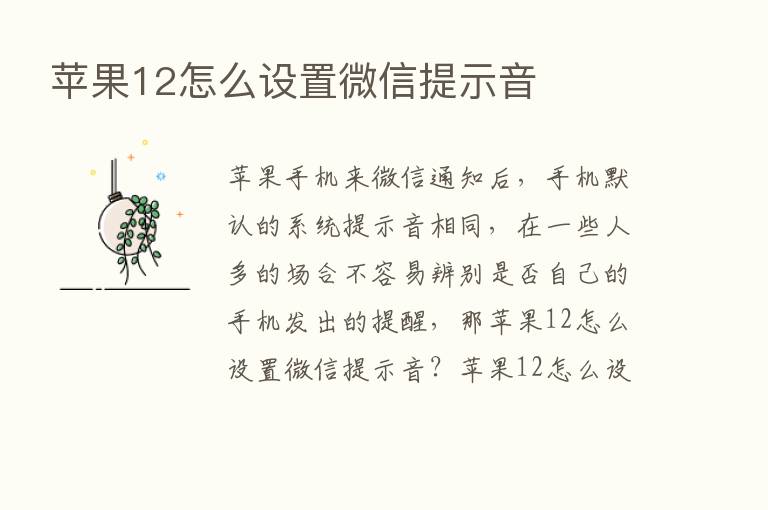 苹果12怎么设置微信提示音