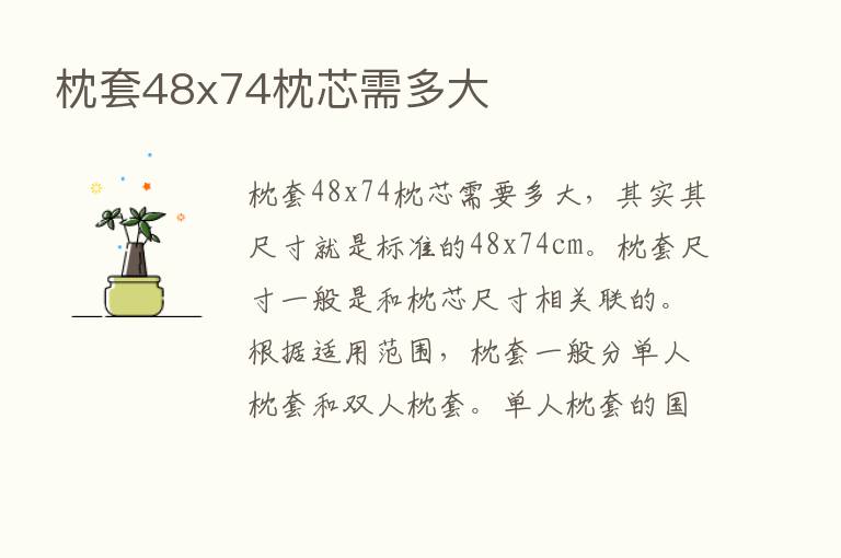 枕套48x74枕芯需多大