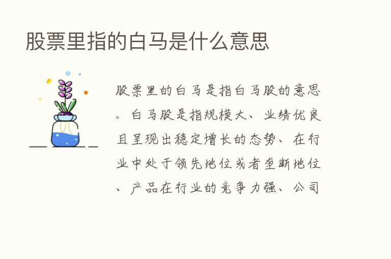 股票里指的白马是什么意思