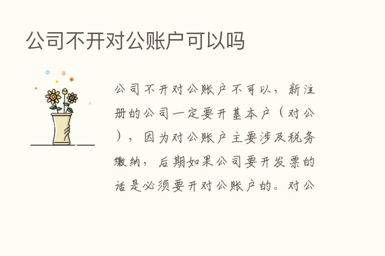 公司不开对公账户可以吗