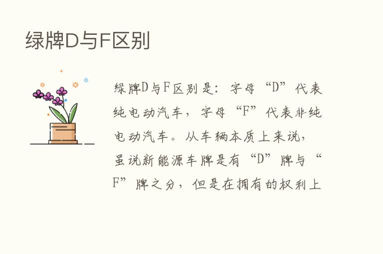 绿牌D与F区别