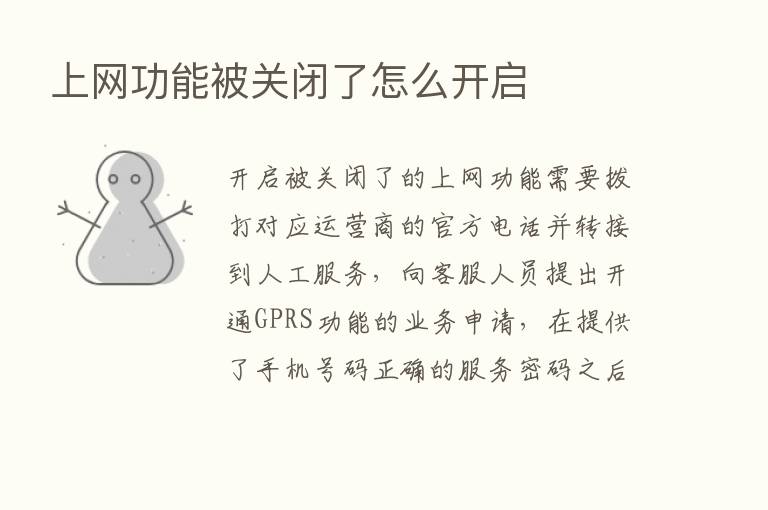 上网功能被关闭了怎么开启