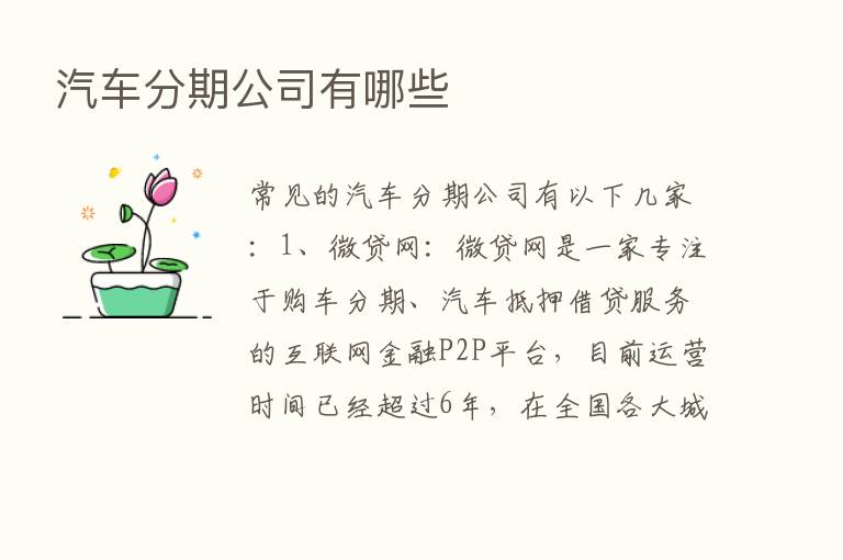 汽车分期公司有哪些