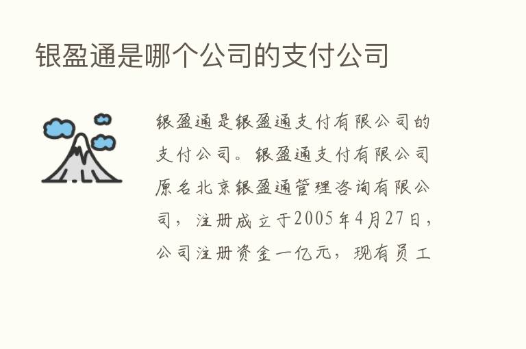 银盈通是哪个公司的支付公司