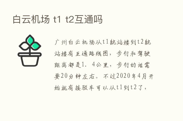 白云机场 t1 t2互通吗