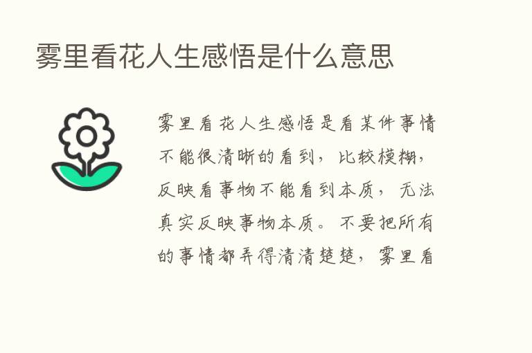 雾里看花人生感悟是什么意思