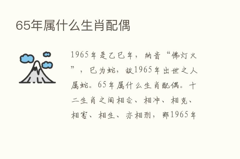 65年属什么生肖配偶