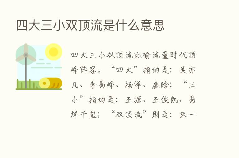 四大三小双顶流是什么意思