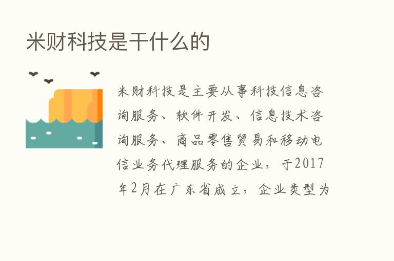 米财科技是干什么的