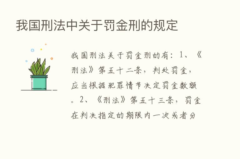 我国刑法中关于罚金刑的规定