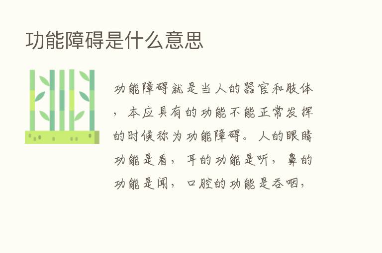 功能障碍是什么意思