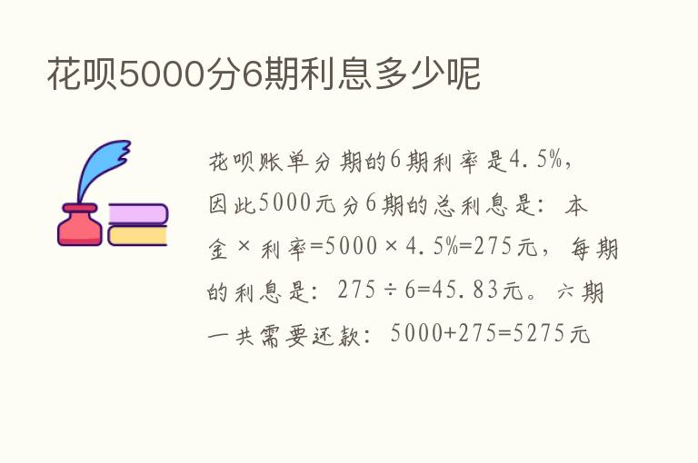 花呗5000分6期利息多少呢