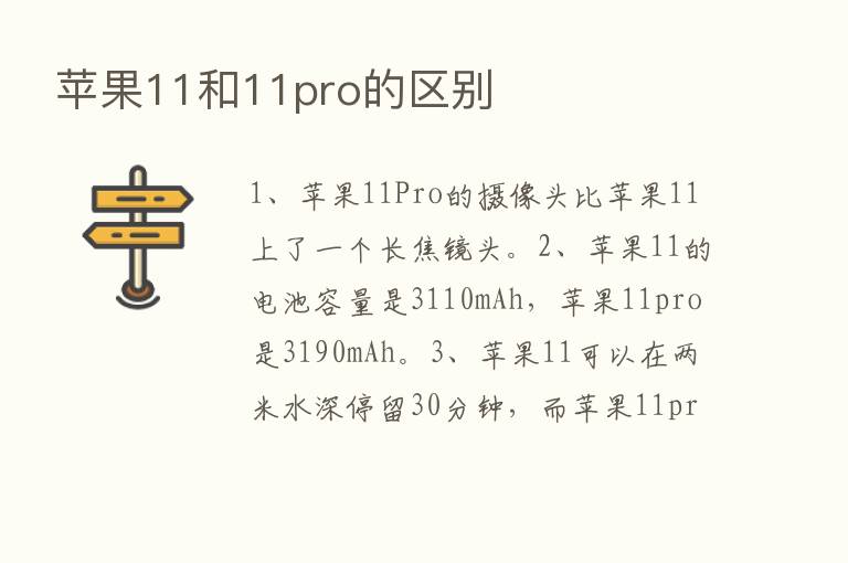 苹果11和11pro的区别