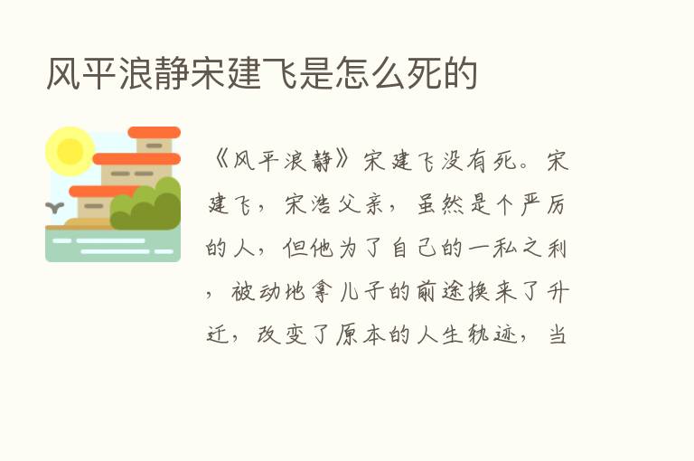 风平浪静宋建飞是怎么死的