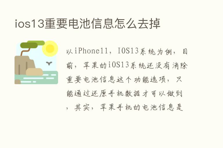 ios13重要电池信息怎么去掉