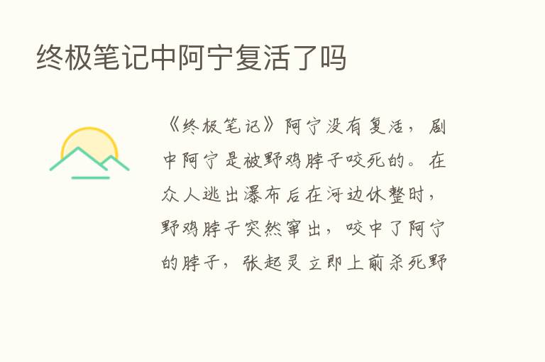 终极笔记中阿宁复活了吗