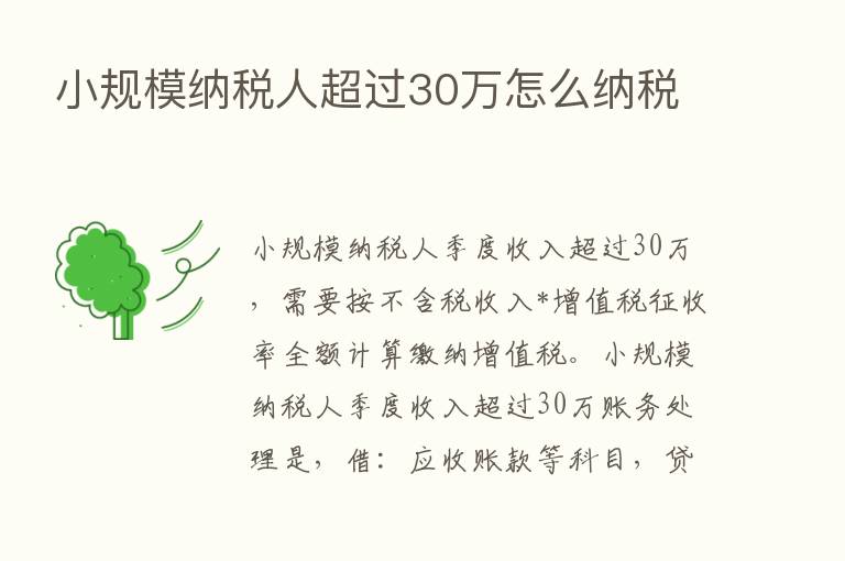 小规模纳税人超过30万怎么纳税