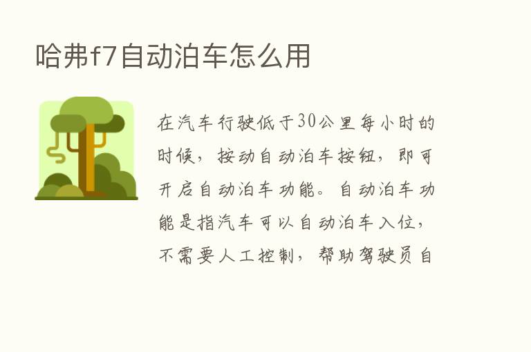 哈弗f7自动泊车怎么用