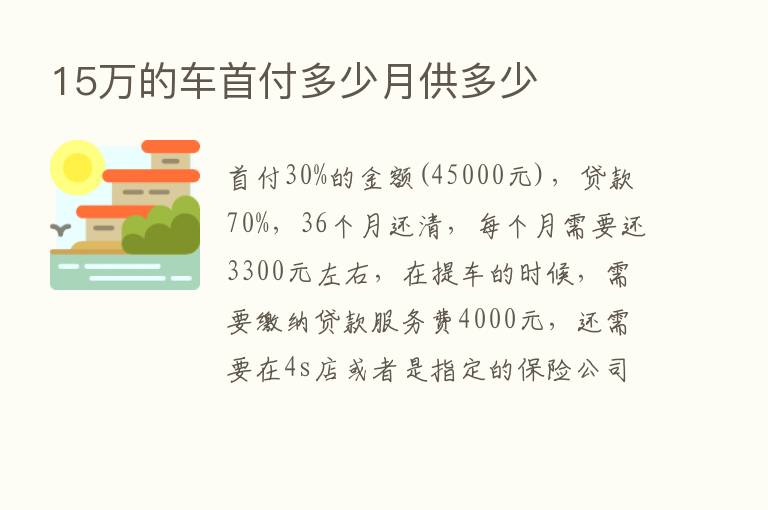 15万的车首付多少月供多少