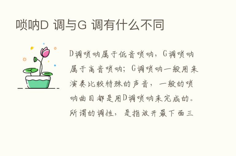 唢呐D 调与G 调有什么不同