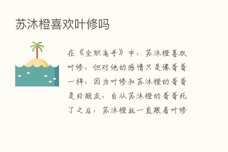 苏沐橙喜欢叶修吗