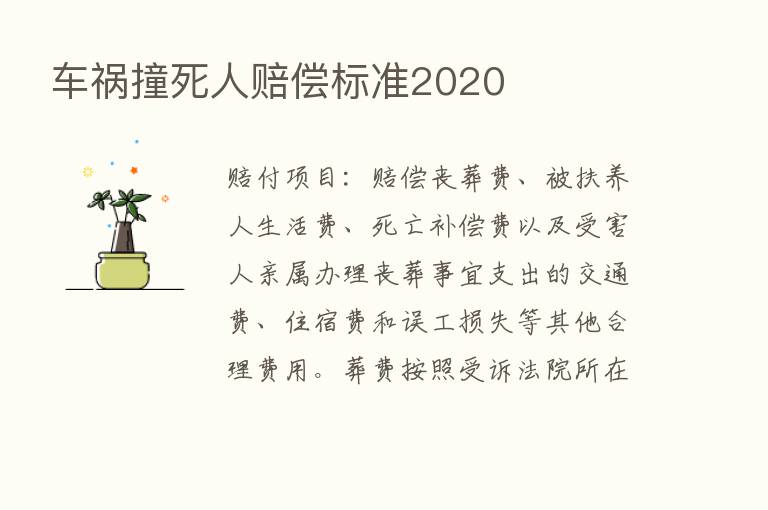 车祸撞死人赔偿标准2020