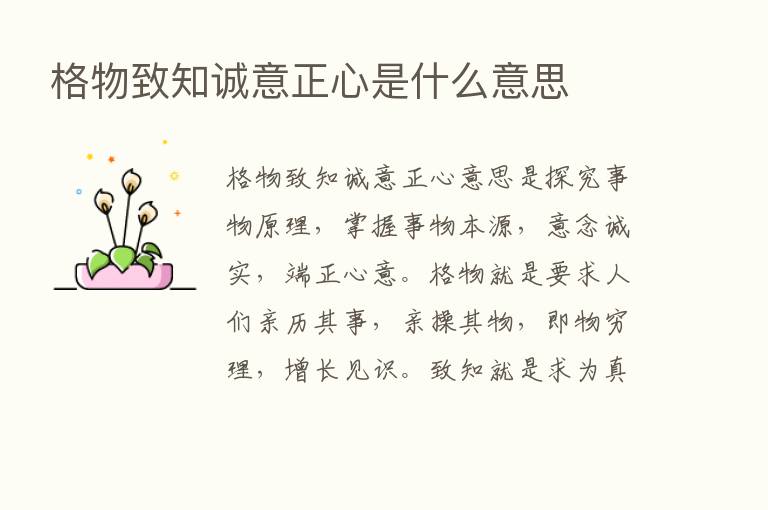 格物致知诚意正心是什么意思