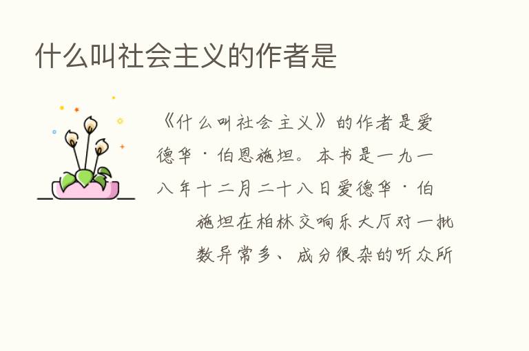 什么叫社会主义的作者是