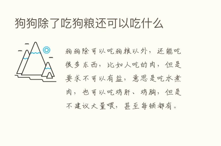 狗狗除了吃狗粮还可以吃什么