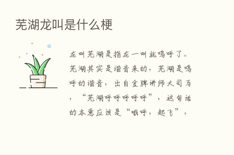 芜湖龙叫是什么梗