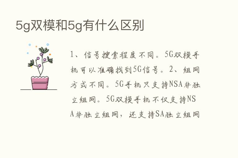 5g双模和5g有什么区别