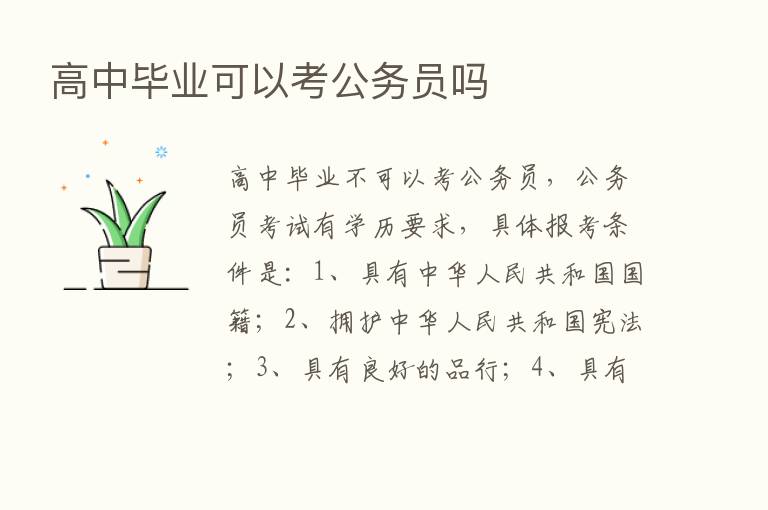 高中毕业可以考公务员吗