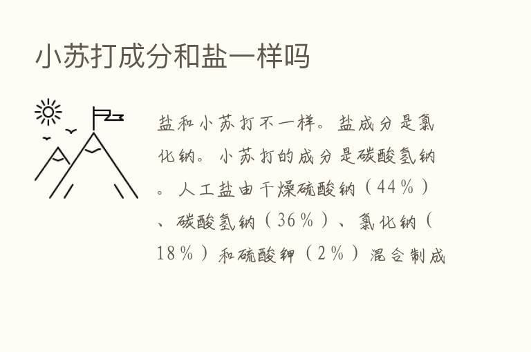 小苏打成分和盐一样吗