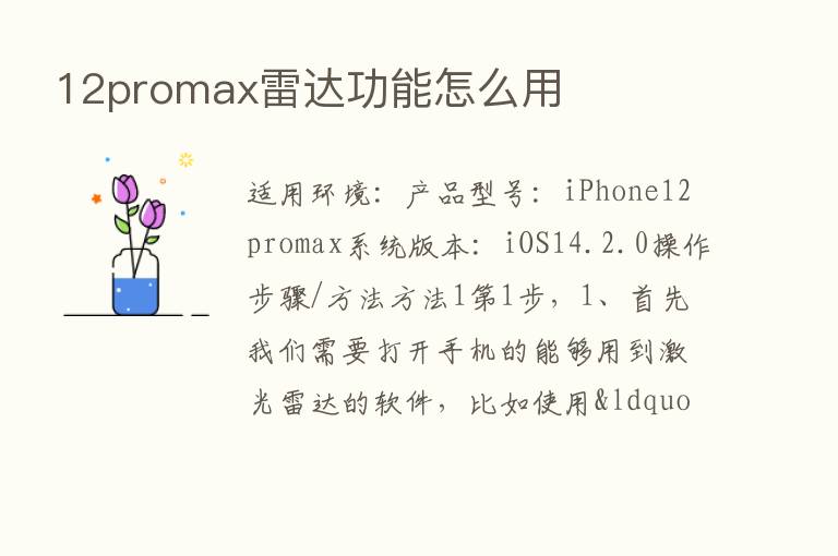 12promax雷达功能怎么用