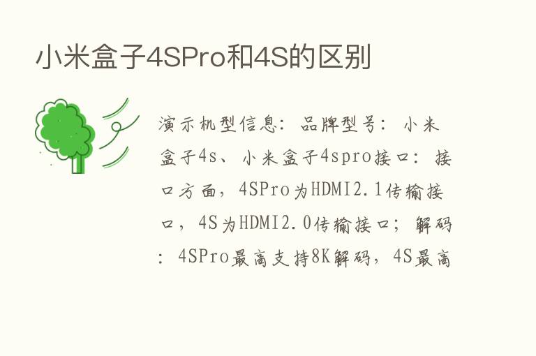 小米盒子4SPro和4S的区别