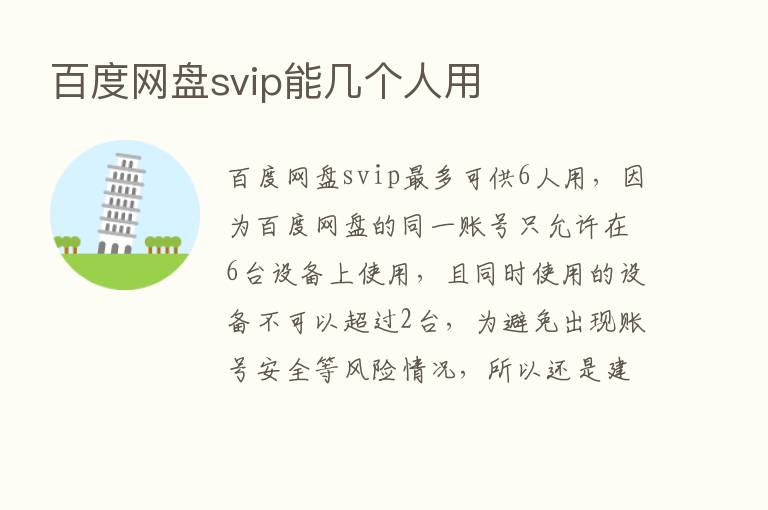 百度网盘svip能几个人用