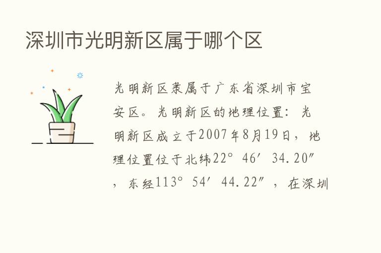 深圳市光明新区属于哪个区