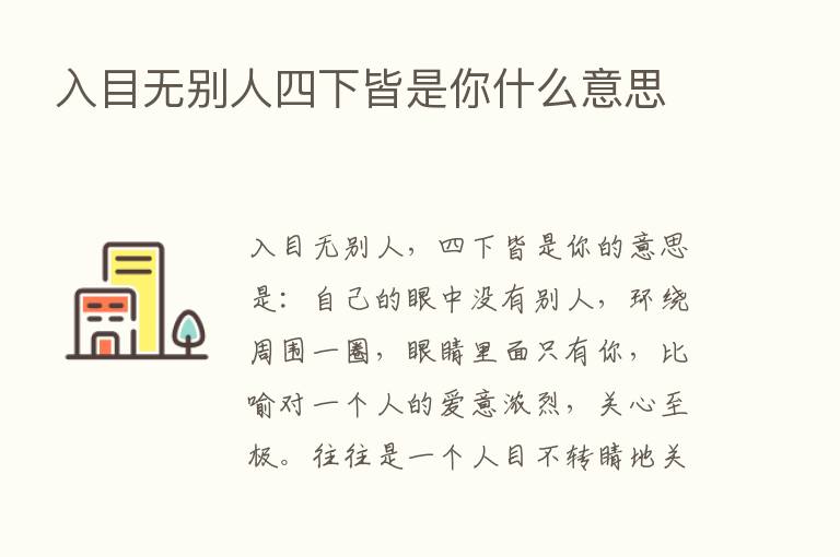 入目无别人四下皆是你什么意思