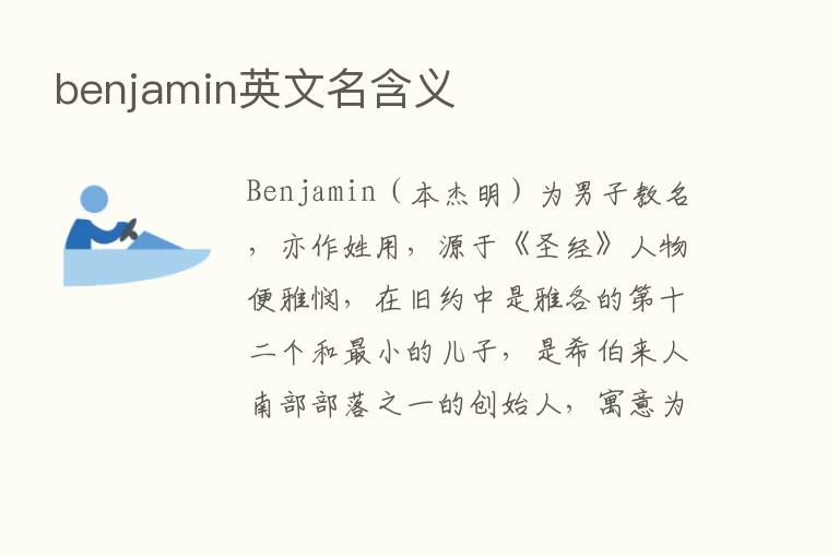 benjamin英文名含义