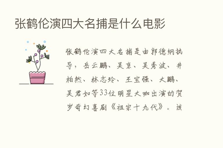 张鹤伦演四大名捕是什么电影